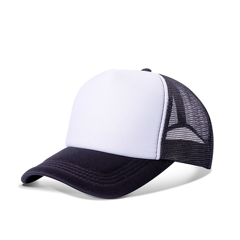 Unbranded Sponge Foam Trucker Hat, Blank Mesh Cap, White/Black