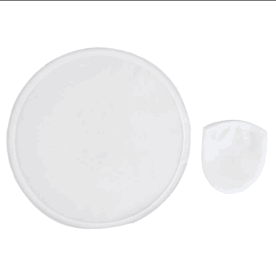 Set of 10- Blank White Polyester Round 9.8" Foldable Flying Disc Fan With Pouch